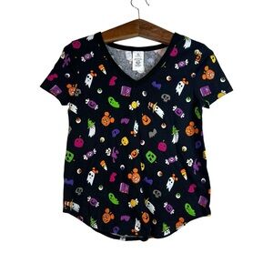 Disney Women’s Black Colorful Halloween Disneyland Short Sleeve T-Shirt Size S